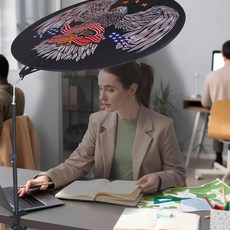 사무실 칸막이 책상 그늘막 눈부심 방지 커버 작업 공간용 캐노피 36인치 원형 조명 클램프 포함, Eagle/Black, 36" Circular