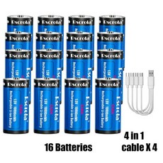 1.5V 충전식 C 사이즈 리튬 배터리 LR14 타입-C 포트 대용량 19800mWh 손전등 가스레인지 온수기 라디오용, 08 16 Batteries
