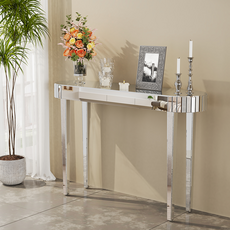 ARTLOGE 타원형 콘솔 테이블 1200 좁고 긴 테이블 유리 현관 테이블 미러 복도콘솔 장식장 실버