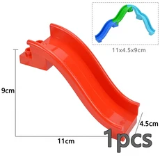 Duploes 대형 벽돌 크리 에이 티브 스윙 Ladde 시소 장난감 큰 빌딩 블록 놀이터 부품 풍선 슬라이드 계단, 10 Red Slide