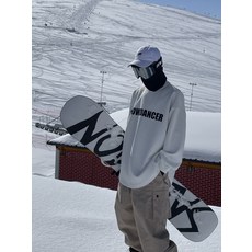 남녀공용 스노보드 방수 오버사이즈 긴팔티셔츠 플리스 안감 적용 겨울철 실내외 스키 활동에 적합한 루즈핏 라운드 티셔츠