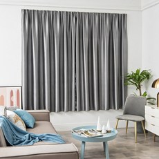 무타공 안방 무지 벨크로 큰창 암막 거실 커튼 찍찍이 자외선차단 차광, 무지암막커튼 120x150_베이지