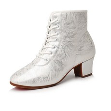 블라벨리 실버 화이트 하이탑 라틴댄스화 미들힐 여성 세일러문 댄스화HY1675