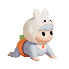 雪倫小舖 電動爬行娃娃 萌兔寶寶玩具 早教玩具 走路扭屁股 學爬行玩具, 藍-F, 1個