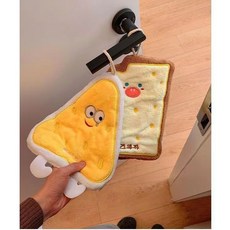 桃園出庫 可愛奶酪掛式手巾 吸水加厚速乾 衛生間廚房毛巾手帕 兒童卡通, 奶酪+餅乾【兩條裝】, 1個