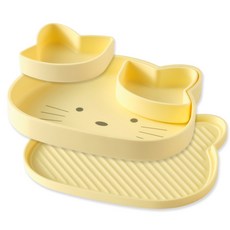 키도러블 유아용 자기주도 고양이 디바이더 흡착식판, 1세트, 허니옐로우