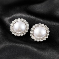 [럭셔리 펄] 대형 진주 + 다이아 스타일 보석 단추 25mm (NK002)-코트-자켓-트위드용 고급 패션 버튼, 8