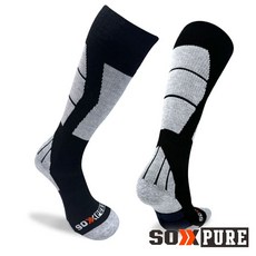 SOXPURE 羊毛滑雪襪 彈跳防護 黑灰 SP1047, 1個