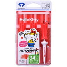 다이야골프 에어로 스파크티 세미롱 헬로키티 골프티 세트 (TEL5401) 일본제 총길이 79mm, 레드