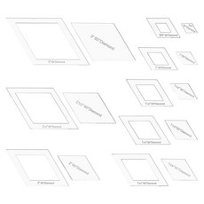 베네크레아 16사이즈 사각 퀼팅 템플릿 아크릴 복합 재봉틀 자 DIY 손 절단 공예를 위한 투명 압력판 라우터 두께 6mm, Diamond, 1개