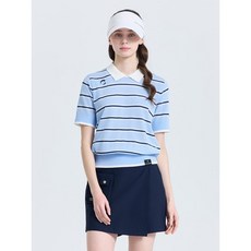 [챌린저] 여성 린넨 스트라이프 카라 반팔 니트 CHF2WKT6626