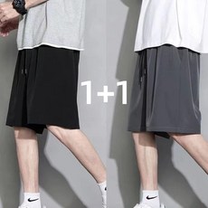 투니스 1+1 남성 캐주얼 쿨링 스포츠 밴딩 스트링 단색 5부 바지