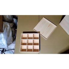 松木翻蓋木製收納盒, 1個, 九宮格, 自然風