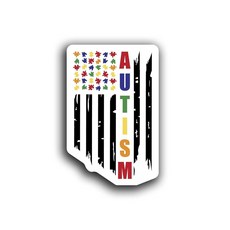 JMM Industries 자폐증 인식 데칼 미국 국기 퍼즐 조각 귀엽고 재미있는 동기 부여 영감 13cm x 8.9cm 프리미엄 품질 비닐 스티커 UV 보호 라미네이트 PDS