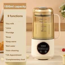 1.5L 두유 기계 다기능 벽 차단기 약속 자동 쌀 페이스트 8 블레이드 나이프 블렌더 홈 주스, 02 유럽 ​​연합, 01 China Mainland, 01 White