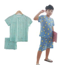 孩童酷提花短袖睡衣 2 件套海洋薄荷