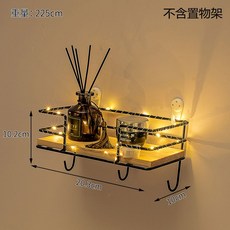 免打孔牆上置物架 裝飾掛鉤 壁掛收納架 臥室客廳裝飾架, 1層, 黑色3鉤