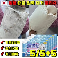 일본 5+5/10+10 패딩 얼룩제거티슈 워싱 프리 강력 패딩 클렌징 티슈 물티슈 휴대용 일회용 의류 신발 얼룩 제거 오염지우는 패딩물티슈 HANFEN 사은품 랜덤 증정, 5개, 12개입