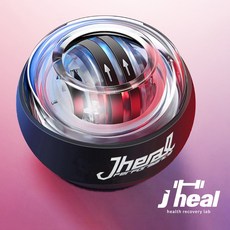 제이힐 6세대 손목 전완근 악력 완력 근육 강화 팔씨름 운동 기구 오토 볼 스핀 자이로볼, 투명 + 블랙 그립 (레인보우 LED / 계기판 없음), 1개