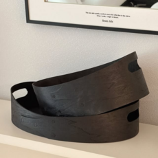 도르리 셰이커 트레이 우드 인테리어 오브제 바구니 차키 트레이 수납함 정리함, 블랙