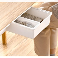 부착식 틈새 서랍 언더 히든 케이스 식탁 아래 숟가락젓가락 정리대 수납함 데스크 문구보관, 화이트 중(26x19x7.5cm), 1개