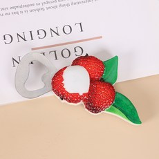 4組冰箱貼創意水果開瓶器卡通個性3D立體磁性飲料瓶啤酒瓶起子開酒器, 1個, 荔枝-開瓶器:4組