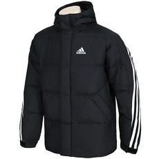 adidas 愛迪達 3S PUFF DOWN J經典連帽羽絨夾克+時尚素面口罩