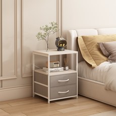 아워라이브 패브릭 서랍형 협탁 선반 포함형 2단 3단, 1개, 2단 라이트그레이