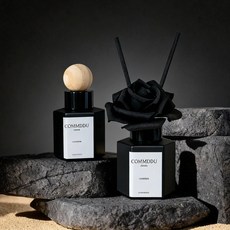 꼼뚜 고급 차량용 방향제 디퓨저 | 명품 자동차 블랙로즈 우드볼 새차 생일 선물 추천, 우드볼 - 클린코튼, 2개