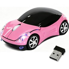 핑크 무선 마우스 미니 카 컴퓨터 1600DPI 2.4G USB 수신기 포함 PC 노트북 태블릿 Win XP/Vista/7/ME/2000/Mac OS용 여성 사무실 소녀, Pink