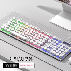 키보드 기계식 필 마우스 세트 데스크탑 노트북 범용 고가치 USB 유선 게임, 펑크 화이트 키보드