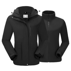 CAMEL CROWN 3in1 집업 바람막이 재킷 여성 점퍼 겨울 방한 야상 도톰 바람막이 등산복 블랙