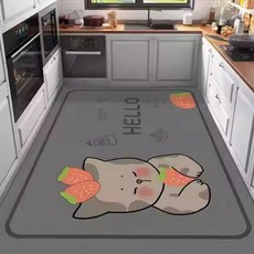 대형 규조토 발매트 싱크대 논슬립 주방매트 주방 40X60 신선한, 1개, H. 딸기 고양이