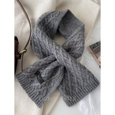 DURIN SISTER 純色交叉小圍巾 細膩手感 百搭冬季圍脖 尺寸約16x81公分