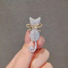 비브랜드 고양이 브로치 고급 개성 동물 꽃핀 옷가림 장식핀 여성 니트 코트 정장 액세서리 선물