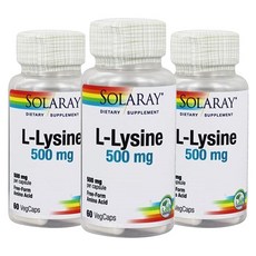 Solaray 左旋離胺酸素食膠囊 500mg, 60顆, 3罐