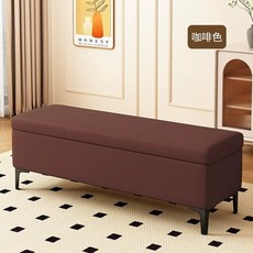 수납벤치 수납형 의자 현관 현관의자 서랍 긴의자 침실, B. 다크 브라운 나파 가죽 검정 다리
