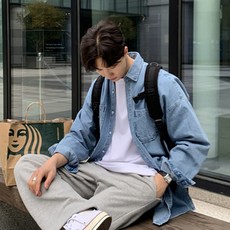 스타일닥터 남성 오버사이즈 데님 셔츠 봄 루즈핏 데일리룩