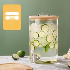 물병 수도꼭지 우드 유리 물통 물항아리 워터저그 내열유리 유리병 생수 워터 음료디스펜서, 1개, 1L, 7.5L