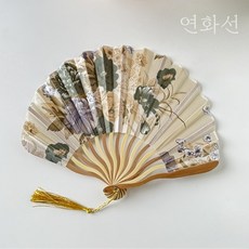 연화선 우아한 전통 대나무 꽃 부채, 01골드