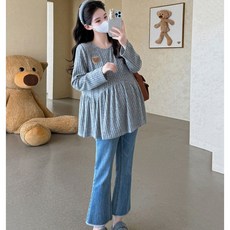 임산부 긴팔 티셔츠 봄 가을 패션 기질 임부 긴팔티 루즈핏 데일리 이너 티셔츠 상의 YHY