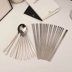 BLOWFISHFUGU 304 스텐 모던 수저세트 숟가락젓가락세트 4인 수저 세트, 10세트, 숟가락 + 젓가락, 실버