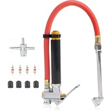 NEIKO 2070A 어 인플레이터 2인치 공기 압력 게 2020 PSI 4인치 NPT 오프셋 듀얼 척 호스가 있는 필러 알루미늄 차체 및 황동 밸브 스템 캡, Tire Spoon Set, 13