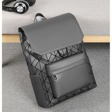 日系幾何菱格後背包 大容量筆電包 男士休閒時尚電腦包 防水減震透氣設計