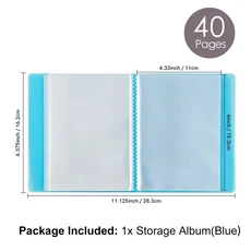 다목적 A6 크기 사진 저장 앨범 40 페이지 책 바인더 프로텍터 스크랩북 스탬프 다이 포켓 시트, 01 Storage Album-Blue