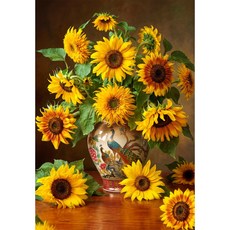 퍼즐갤러리 화려한 공작새 화병에 담긴 해바라기꽃 1000조각 직소퍼즐 PG1061, 1개, 퍼즐단품 액자없음, 1000피스