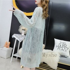 [Myshe]여성 여름 롱 아이스 니트 카디건 TWO526FEI526KS02