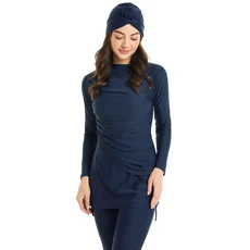 겸손한 이슬람 수영복 모든 검은 Burkinis 이슬람 수영복 비키니 전체 범위 Hijab Beachwear 수영복 빅사이, 04 navy blue, 02 XXL