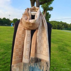 羊絨圍巾 女 法國字母羊絨圍巾 女 秋冬 雙面保暖圍脖 高級感羊毛披肩 兩用舒適