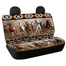 Brosoneto Aztec Horse ANIMAL 애니멀 미끄럼 방지 자동차 뒷좌석 쿠션 커버 쿠션+자동차 등받이 범용 내부 커버 시트 프로텍터 통기성, 아즈텍 말 동물